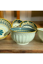 Marketplace New In Ceramic Cereal Bowls Salad,Soup,Rice Bowl Set,Blue and White (4.5 inch)