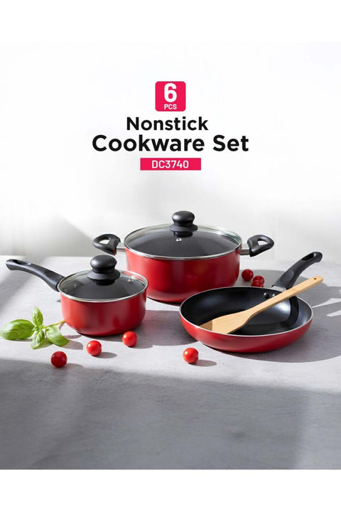 6-piece Nonstick Cookware Set- DC3740 Aluminum Body with Durable Coating, 3-Layer Construction