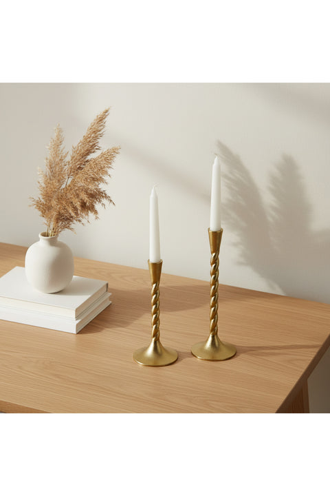 Loor Metal Candle Holder, Set Of 2 - Gold