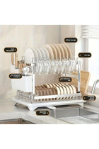 Black Dish Drying Rack With Knife Fork Holder And Cutting Board Rack