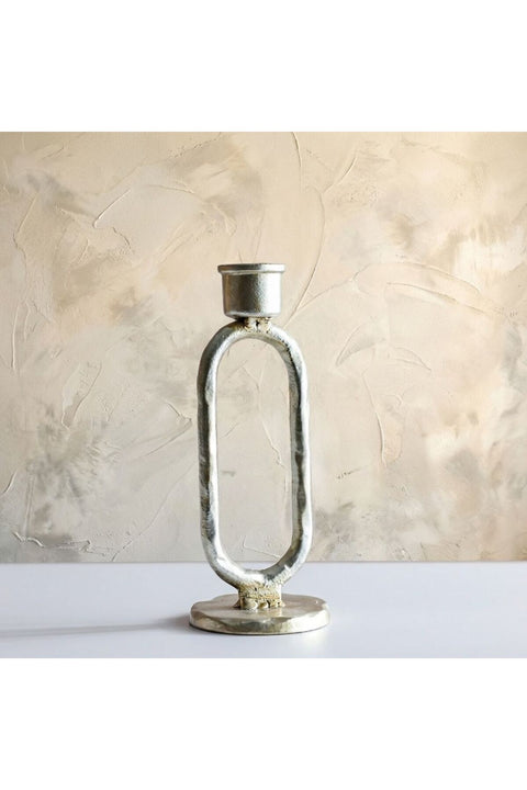 Mirabella Metal Candle Holder 7.5X7.5X18.5 cm -Chrome