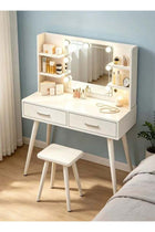 Vanity Desk with Lighted Mirror and Stool, White Dressing Desk with Storage Drawers & Shelve. Ideal Dressing Table for Bedroom, Dressing Room