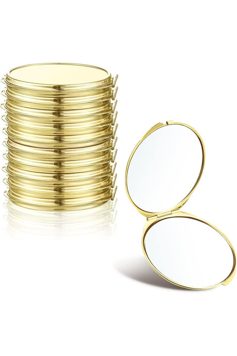 8 Pcs Compact Mirror Bulk with 1X 2X Magnification Double Sided Mini Travel Makeup Mirror Small Portable Pocket Mirror Folding Round Purse Compact Mirrors for Women Girls Bridesmaid Gifts(Gold)