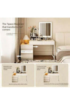 LED Lighted Dressing Table with Charging Station，White Expandable Makeup Vanity Desk with 3 Lighting Modes, 5 Large Drawers，Compact Vanity Table Bedside Table for Bedroom, Dressing Room（80*11