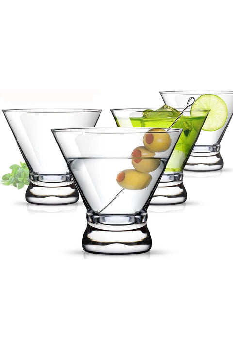 Martini Glasses Set of 4, Crystal Clear 8 OZ, Stemless Cocktail Glasses for Margarita, Manhattan, Cosmopolitan