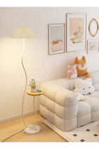 Nordic Atmosphere Floor Lamp Standing Floor Light with Wood Table Brightness Control Lampshade Floor Lamps Side Table for Living Room Bedroom 26x155 Centimeter