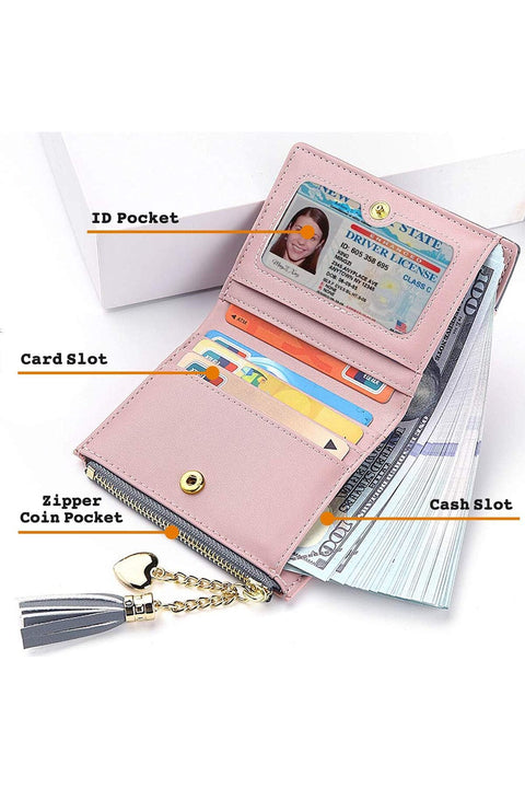 Wallet for Women Leather Short Wallet Bifold, RFID Blocking Wallet Holder Organizer with Zipper Pocket Mini Lady Purse (Black)