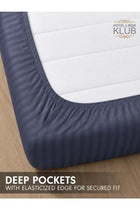 1-Piece Microfiber Fitted Sheet Striped, Dark Grey, Deep Pocket Elastic Edge Bed Linen
