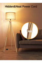 Solid Wooden Tripod Floor Lamp with Remote Control, Dimmable, 4 Color Temperatures & 1H Timer