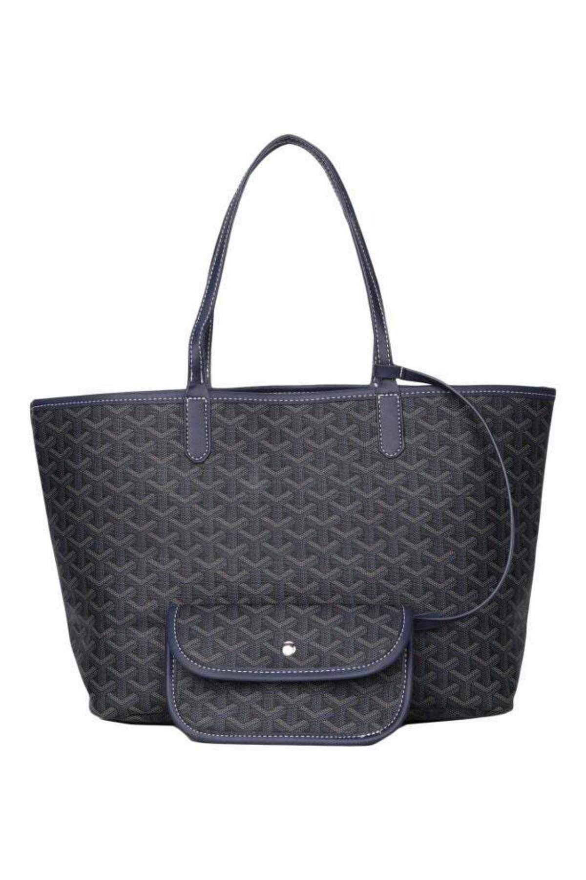 Printed Shopper Tote Grey