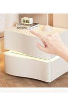 Modern High Gloss One Touch Switch Night Light LED Nightstand with 2 Storage Drawers Solid Wood Bedside End Table For Bedroom Living Room Furniture 50x40.5x50 cm (Fully Assembled)
