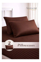 3-Piece Striped Microfiber Fitted Sheet Set King 180x200cm, Chocolate Brown