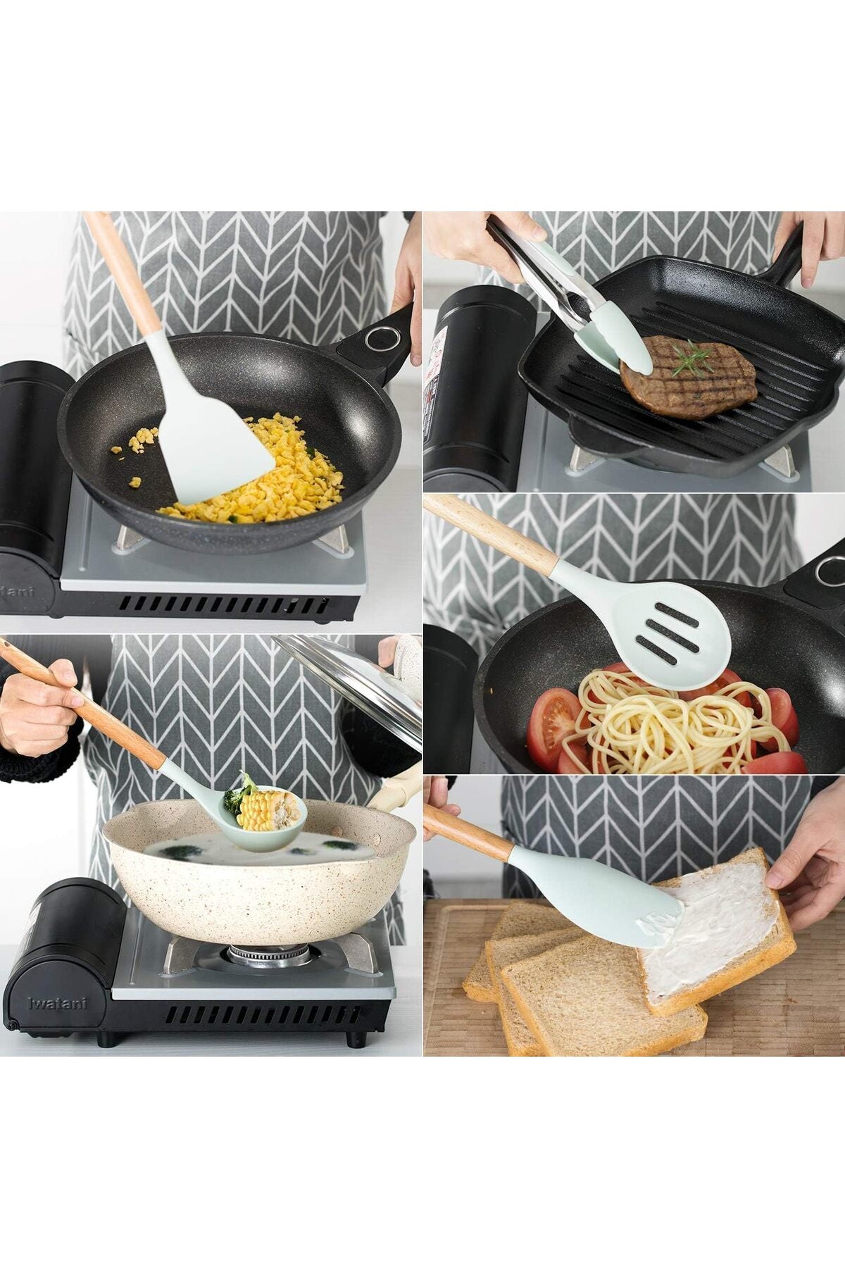 Kitchen Utensils Set of 12, Silicone Cooking Utensils with Holder, Heat-Resistant & Non-Stick Cookware Safe