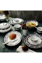 Aurora Collection 35 Pcs Dinner Set | Elegant Floral Pattern In Royal Blue With Real Gold Plated Premium Porcelain | Elegant Set for Serving & Gifting