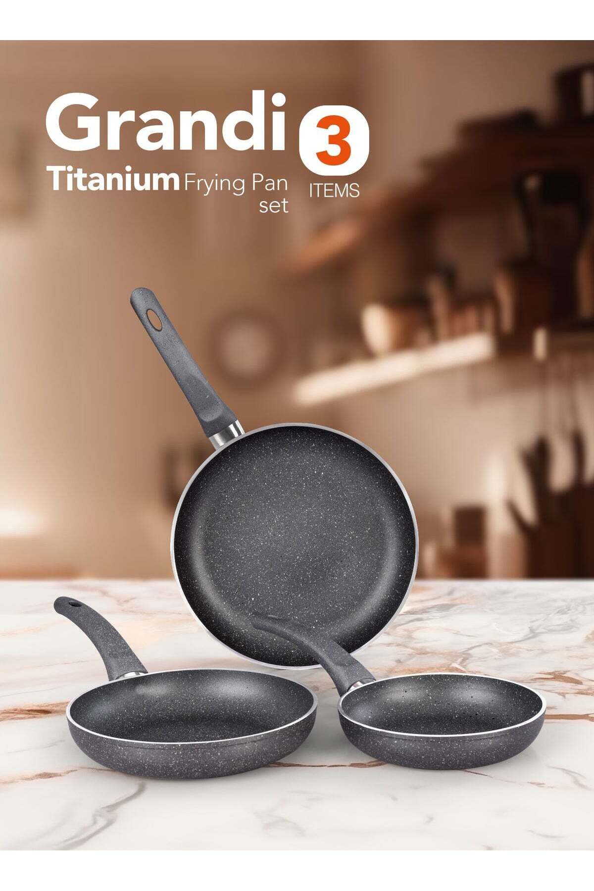 3-Piece Non-Stick Titanium High thickness Frying Pan Set