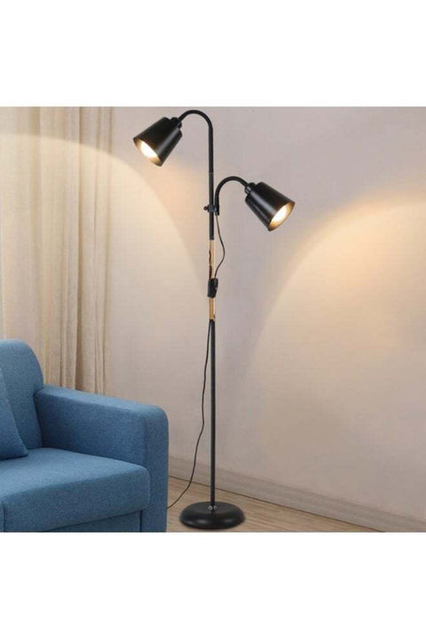 Nordic Minimalist LED Floor Lamp, Modern Dual-Head Standing Lamp for Living Room Bedroom Study, Multi-Function Decorative Tall Lamp