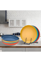 8 Pack Kitchen Wheat Straw Dinnerware Set, Unbreakable Plastic Plates Reusable, Suitable for Kitchen, Camping, Salad (9.1 Inch)