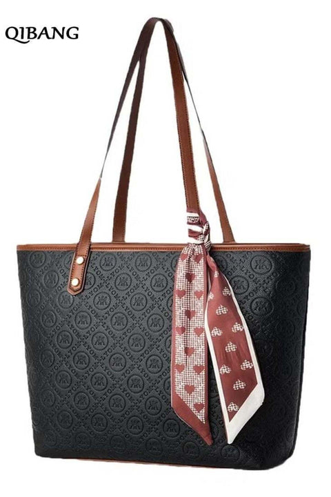 Women's fashion casual large leather embossed shoulder bag, leather handbag women's top handle satchel tote bag