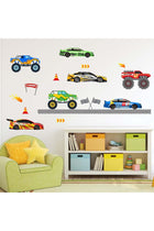 Racing Cars Wall Stickers - Roads Vehicles Boys Wall Decals - Baby Nursery Kids Room Daycare Playroom Classroom Wall Decor
