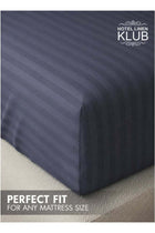 1-Piece Microfiber Fitted Sheet Striped, Dark Grey, Deep Pocket Elastic Edge Bed Linen