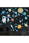 Glow-in-the-Dark Planet Wall Decals, Self-Adhesive Solar System Astronaut Night Light Wall Decals, Kids' Room Decor