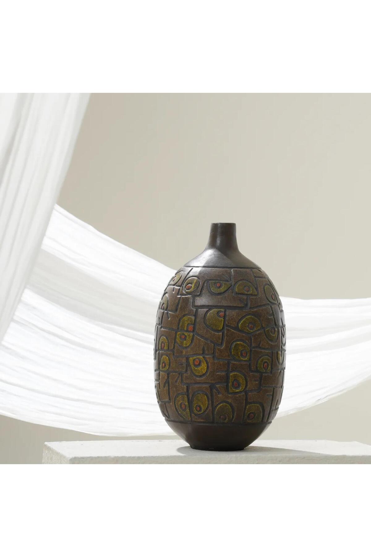 Afro Terracotta Vase - 37 cm