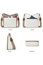 Women Shoulder Bag PU Large-Capacity Multi-Pocket Contrast Stitching Crossbody Satchel