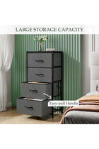 4-Drawer Dresser Vertical Storage Tower Fabric Dresser for Bedroom, Hallway, Entryway, Closet Organizer, Nightstand Bedside Table Furniture,Wooden Top (4-Tier, Black)