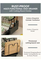 Dish Drying Rack with Drain Tray & Cutlery Holder – Countertop Kitchen Dish Drainer Stand, Space Saving Plate & Bowl Organizer, Rust Resistant Over Sink Dish Rack for Kitchen Counter