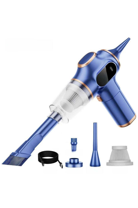 Mini Car Vacuum Portable Cordless Handheld Vacuum, Vacuum Cleaner and Air Duster 2 in 1 with Multi-Nozzles for Car, Computer, Sofa, Office, Pet, Home Blue