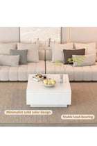 Living Room Coffee Table with Storage Drawers, 90CM Modern Square Wooden Coffee Table