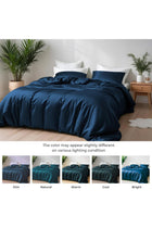 100% Organic Bamboo Duvet Cover with Pillowcase, 300 Thread Count, Navy Blue, Single