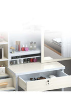 Dressing Table Vanity Table With Mirror And Cushioned Stool ，Multifunctional 4 Drawer Vanity Makeup Desk,Large Modern Design Storage Workstation for Bedroom Dressing Room