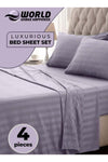 4-Piece Luxury King Size Purple Striped Bedding Set Includes 1 Duvet Cover (220x240cm)