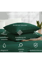 Bed Linen 220 x 240 cm Cotton Green 3-Piece Dark Green Plain Double Duvet Cover Set with Zip