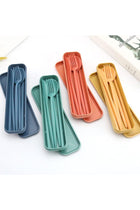 Wheat Straw Cutlery, 4 Sets Portable Cutlery Set, Reusable Travel Flatware Set (4 Colors)