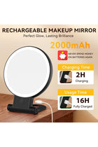 LED 1X/30X Magnifying Makeup Mirror, 3-Color, Rechargeable, Black | Foldable travel design, 360° rotation, 2000 mAh battery, includes tweezers for eyebrow and facial hair grooming