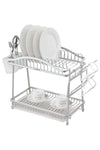 Life Smile 2-Tier Aluminium Dish Drying Rack with Cup Holder & Cutlery Stand – Auto-Drain Kitchen Organizer