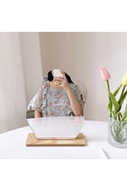 Acrylic Makeup Mirror for Desk with Stand Aesthetic Desk Decor Vanity Mirror Frameless Table top for Bedroom, Living Room and Minimal Spaces Room Decor