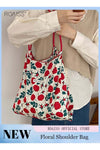 Women Floral Canvas Bag, Large Capacity Shoulder Bag, Casual Tote Handbag for Ladies, Ideal for Dating, Shopping and Everyday Use