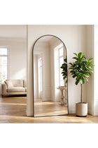 VooBang 180 x 75 cm Arched Full Length Mirror, Arch Floor Mirror Full Length with Stand, Full Body Standing Mirror for Living Room, Bedroom, Hanging or Leaning Against The Wall, Black