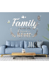 3D Acrylic Mirror Wall Decor, Family Mirror Wall Letter Stickers, DIY Removable Family Makes This House a Home Art Decals, Inspirational Quote Decal, for Home Living Room Bedroom(Silver)