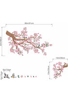 Cherry Blossom Wall Stickers for Bedroom: Peel and Stick Pink Flower Bird Tree Branch Wall Decals - Living Room Bathroom for All Adults