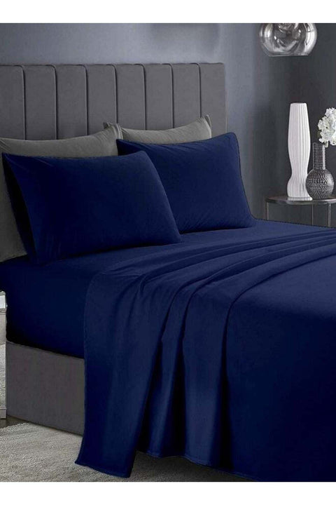 3 Piece Deep Pocketed Fitted Bedsheet Set Twin Size|Navy Blue Colour