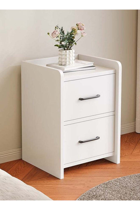Simple Bedside Table, Modern Side Table Nightstand with 2 Drawers ,Bedside Cabinet Mini Locker Storage Stand Cabinet Rack with Drawer and Open Storage Shelf, for Bedroom Living Room Sofa(40×4