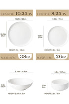 24-Piece Modern Porcelain Dinnerware Set for 6, White, Series LUNA