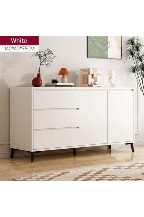 Storage Cabinet, Free Standing TV Cabinet with Drawer, Home Sideboard Cabinet, Entryway Console Cabinet Accent Table for Bedroom Hallway Dining Room, 140*40*75cm (DSG044, White)
