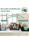 Home Care Dish Drainer Rack, 2 Tier Dish Drainer with Drip Tray and Drainer Mat, Stainless Steel Dish Rack with Utensil Holder, Swivel Spout, Draining Board for Kitchen Counter Black