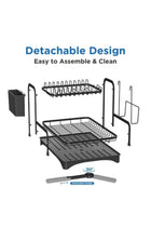 2-Tier Dish Drying Rack with No Water Buildup Drainboard, Keeps Counter Dry, Large Capacity Rustproof Dish Drainer for Kitchen Countertop with Utensil Holder
