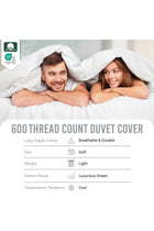 Deluxe 100% Cotton Duvet Cover King Size 260x220 cm New White, 600 Thread Count Crispy Soft Long Staple Cotton Sateen Weave Quilt Cover with 2 Pillowcases (New White Bedding Set)